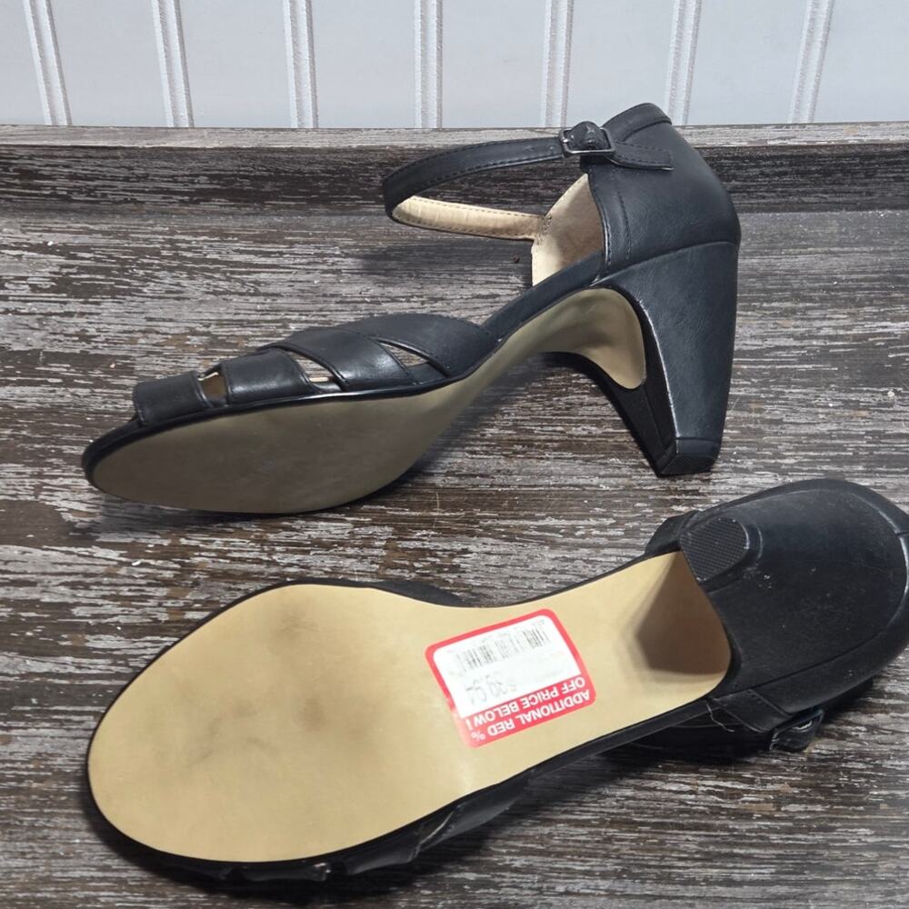 Mix No 6 Women's Black Melly Peep Toe Heel Ankle Strap Buckle Closure Size 10 - Picture 5 of 5